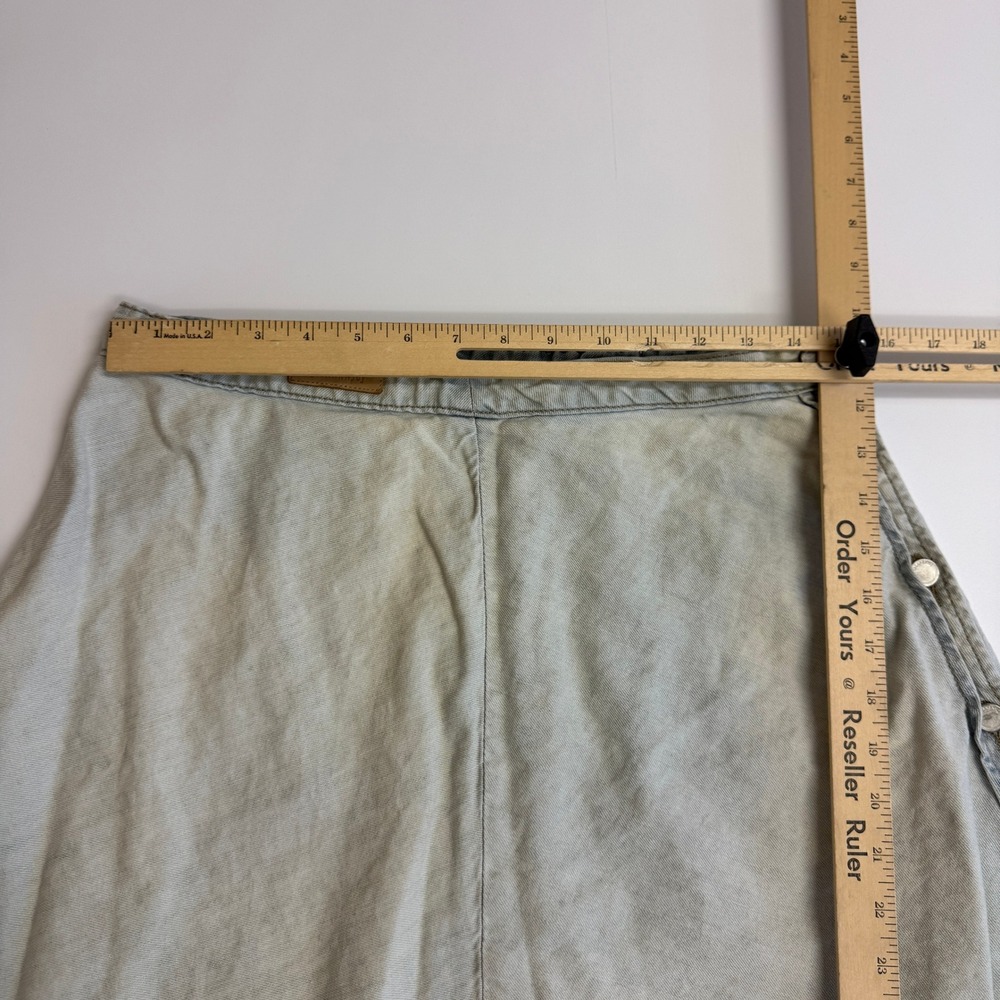 BLANKNYC Skirt Womens 29 Light Blue Flare Denim Linen Blend Button Front Midi - Picture 7 of 8